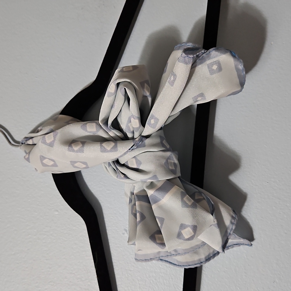 Elegant Patterned Blue Neck Hair Bow Tie Scarf 13x43
